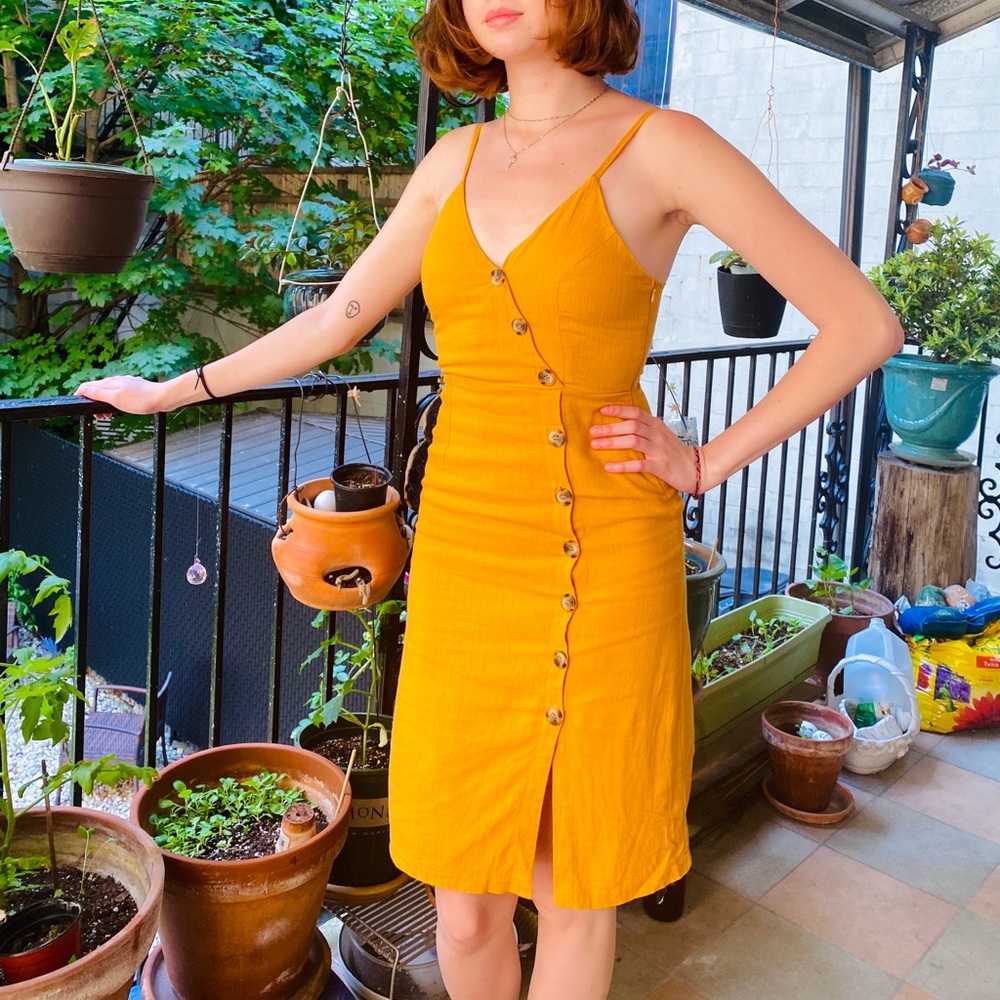 Front Button Pencil Dress US S
